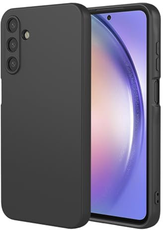 UPLAI Coque pour Samsung Galaxy A54 5G, Très Mince Soyeux Toucher Silicone Liquide Antichoc Housse avec Prime Doublure Fibre, Souple TPU Élégant Étui. Noir