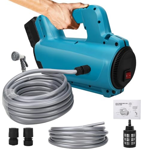 Pompe à eau compatible avec Makita Batterie, pompe de transfert sans fil, pompe d'irrigation avec tuyau de sortie d'eau de 10 m, tuyau d'entrée d'eau de 3 m(Pas de batterie)