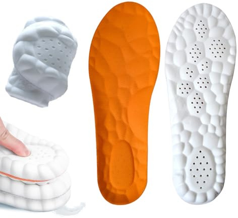 Solette in memory foam con supporto per arco plantare, solette ortopediche traspiranti, morbide e ammortizzanti per piedi piatti, dolore ai piedi, fascite plantare, sperone calcaneare (arancione, 43
