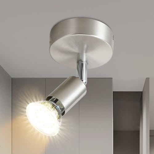 Lichtmaler LED Deckenspots GU10 Deckenstrahler - Deckenleuchte 1 Flammig Schwenkbar 330° Deckenlampe Flurlampe Industriel Edelstahl Wand für Schlafzimmer Badezimmer Küche Ohne Leuchtmittel