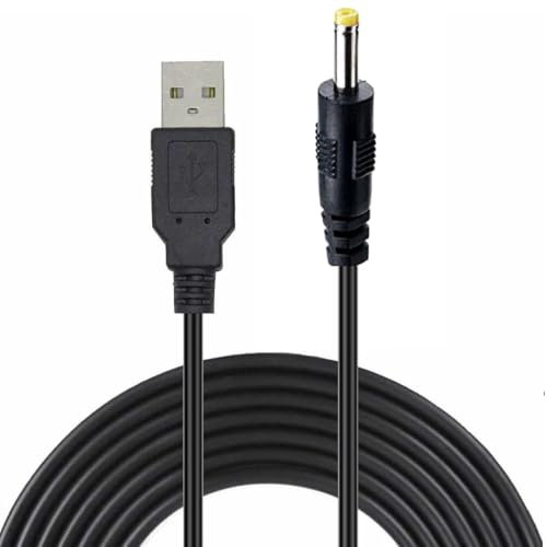 TECHZOCO Cable alimentación USB DC, Cable Extensión Alimentación CC, Cable de Carga USB, Compatible con PSP 1000 2000 3000 E-1000, MP3, Mini Ventiladores, 5V CC 2A, DC 4,0 mm x 1,7 mm, Negro, 80 cm