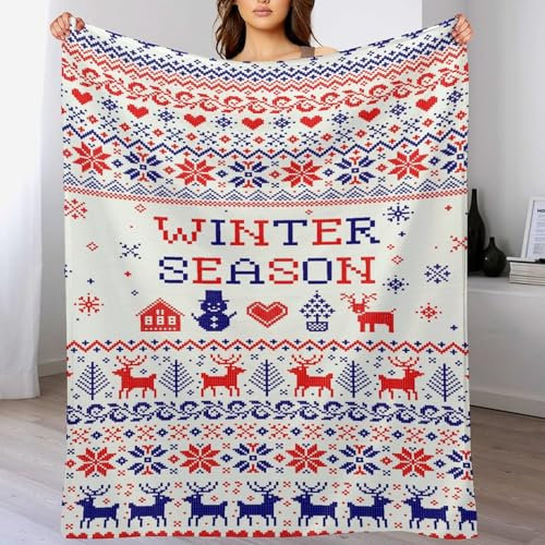 Xiputvl Wintersaison Elch Wolldecke – Flauschige Decke Für Ihr Sofa, Ideal Für Komfort Und Stilvolle Dekoration 80×100cm
