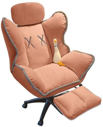 Fernsehsessel mit Liegefunktion Manuell Computerstuhl Aus Technischem Stoff Verdickter Neigbarer Drehbarer Relaxsessel mit Kopfstütze und Fußstütze(Red)