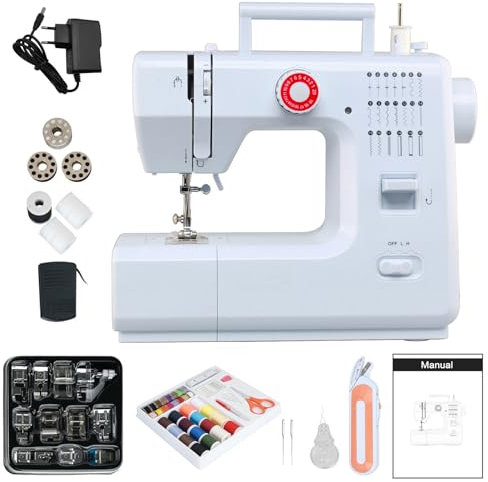 Telituny Nähmaschine Anfänger Kinder, 20 Stich Kids Sewing Machine, Nähmaschine für Dicke Stoffe mit 42-Teiligem Nähset, 11-Teiligem Nähfuß, Reisenähmaschine Nähmaschine Kinder Ab 8 Jahre 10 Jahre