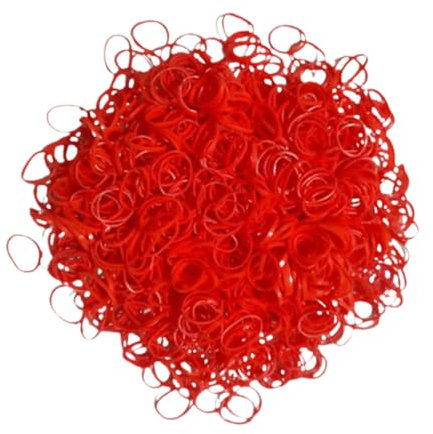 1000 Pcs Mini Rubber Bands (20mm) - Soft & Stretchable Elastic Bands for Hair Braids, Home & Office Use (Red)