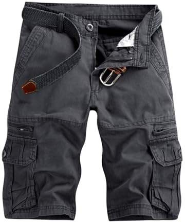 VATINNT Mens Cargo Shorts Cotton Combat Casual Work Shorts with Zipper Pockets No Belt
