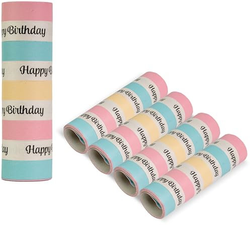 Happy Birthday Luftschlangen Set, 5 Rollen mit 9 Abrissen, Party Deko für Geburtstag, Kindergeburtstag, Papierschlange Tisch, Papier Tischdeko, Geburtstagsfeier Dekoration Wand, Papierluftschlange