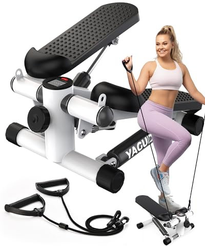 Yagud Mini Stepper Exercise Machine, Steppers for Exercise Workout, Steppers with Resistance Bands, Step Machine Exerciser for Home, Stair Stepper with LED-Display, Space Saving, Full Body Training