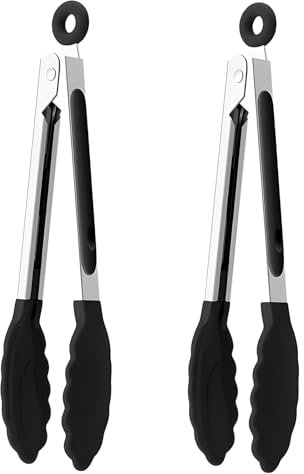 2 PCS Pince Cuisine Silicone(22cm), Pince de Cuisine, Pince cCuisine Silicone, Pince en Silicone pour Air Fryer, Pince Alimentaire Résistante à la Chaleur, Outil Multifonction pour Barbecue et Cuisine