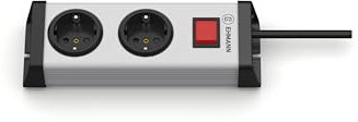 EHMANN 0201x00022301 Multiprise Universelle avec Interrupteur, 2 Prises, câble de 1,5 m
