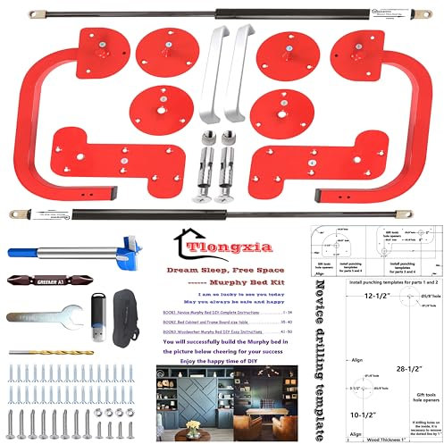 Horizontales schmales Doppel-Murphy-Bett-Set, DIY-Hardware mit Gasstoßstange, Federrahmen, Matratze, verdeckt, für halbautomatisches, faltbares Schrankbett, einfach zu installieren und perfekt für