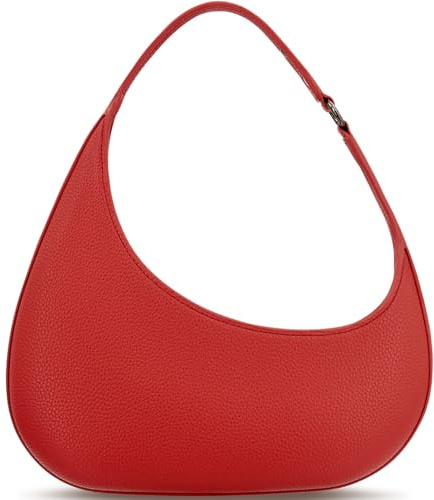 cuiab Piccola borsa a tracolla da donna - Borsa da sera leggera in pelle vegana, borsa da sera alla moda da donna elegante, Duro & Rosso, Small, Borsa Mezzaluna