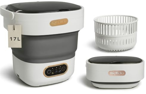 Prince Distribution Portable Washing Machine, 15L Mini Washer, Top Load, 3 Programs, Manual Control, Grey