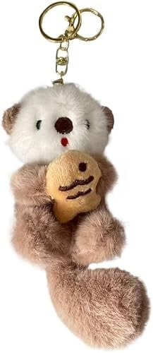 Porte-clés peluche loutre douce – peluche loutre câline en mini format, petit porte clé animaux pour enfants et adultes – porte clé peluches mignonne, plush keychain décoratif pour sac ou sac à dos