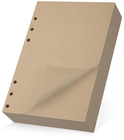 Yarotm Nachfüllpapier A5 Blanko - 180 Blatt/360 Seiten 100GSM Refill Kraft Papier für 6 Loch Ringbuch - 14x21cm Unliniert Nachfüllbar Papier A5 - Nachfüllseiten für Notizbuch Note-taking