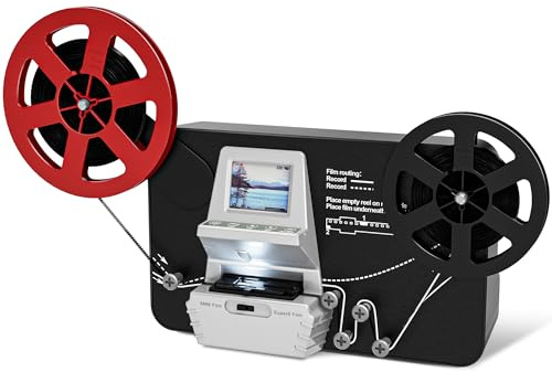 8 mm und Super 8 Film zu Digital Konverter, Filmscanner Digitizer wandelt Rollen Frame-by-Frame in digitale MP4-Dateien um, mit 6,1 cm Display und 32 GB SD-Karte, für 7,6 cm, 12,7 cm, 17,8 cm, 22,9 cm