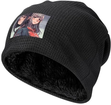 peiyeety Slouchy Beanie Two Anime Damen Plüsch Wintermütze Warm gefüttert Strick Winddichte Mütze für Männer und Frauen