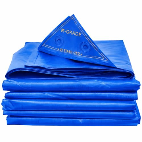 LLDPE Waterproof Tarpaulin Ground Sheet Lightweight Camping Cover Dust 100GSM Outdoor Protection Mat (Blue, 3m x 4m)