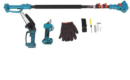 Badafaci Cordless Electric Pruner Kit, 180 Degree Adjustable Pruning Shears and Mini Chainsaw with Telescopic for BL18