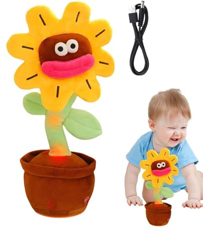 rebote - musical de 12 cm, planta de baile cantando, flor de sacudir eléctrica, interactivo hablando | de movimiento lindo para cumpleaños Navidad en