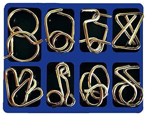 Joyeee 8-Piece Metal Wire Puzzles Magic Metal Brain Teaser Puzzle Set #3 - Perfect Classic Educational Intelligence Toy for Adults and Kids