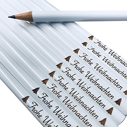 KATINGA 10x edle Bleistifte mit Gravur - schönes Geschenk zu Weihnachten (Weiß, Frohe Weihnachten)