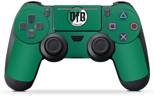 DeinDesign Skin kompatibel mit Sony Playstation 4 Slim Controller Folie Sticker VfB Lübeck Offizielles Lizenzprodukt Fußball