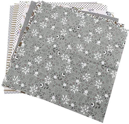 TOPINCN 7-teiliges Set aus Baumwollstoff, verschiedene Quadrate, vorgeschnitten, für Bettwäsche, Suite Quarter, DIY, Nähen, Scrapbooking, Quilting-Set, 50 x 50 cm (grau)