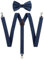 TIE G Herren Hosenträger elastisch und verstellbar mit farblich passender Fliege Set (Marine)