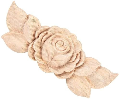 Mumusuki 4 Stück Holzblume Geschnitzte Ecke Onlay Applique Türschrank Vintage Style Möbel DIY Home Tür Wandschrank Rahmen Dekor(D)