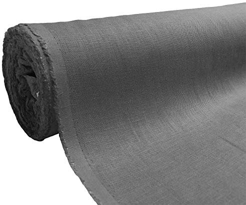 A-Express Naturrein Leinen Stoff Sanft Kleidung Reines Leinenstoff für Handarbeit Nähen Heimwerken Schneiderei Kreuzstich Mode Tasche 100% Leinen 140cm Breite - 1 Meter 100cm x 140cm Dunkelgrau