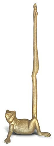 WallCharmers Porte-Serviettes en Papier doré, Support de Papier Toilette ou de Cuisine en métal pour Sol ou comptoir, Grenouille dorée