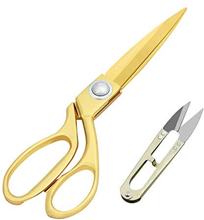 Handi Stitch Schneiderschere Gold Stoffschere mit Fadenschneider - Profi Textilschere Scharf 25,4cm aus Edelstahl – Goldene Schere Schneidet Stoff, Kleidung, Textilien, Leder, Jeans, Nähen & Ändern