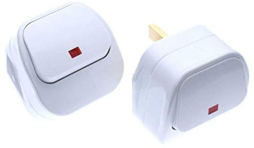 SUPERTOOL 3 Pin Switched Mains Plug White with Big Swtch Neon Indicator Light for Home, Workplace-1pcs