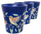 Hum Flowerpots, 22cm Set of 3, Various Patterns Colours and Sizes, Indoor/Outdoor Plastic Plant Pots, Blue Hummingbird