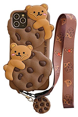 SGVAHY Handyhülle für iPhone 11 Pro, niedliche iPhone-Hülle mit Band, Schlüsselband, Schlüsselanhänger, Kawaii-Handyhüllen, lustig, weiches Silikon, stoßfest, Schutzhülle für iPhone 11 Pro, für Frauen