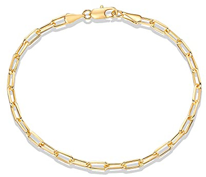 PAVOI Paperclip Adjustable Chain Bracelet, 14K Gold Plated, Yellow Gold