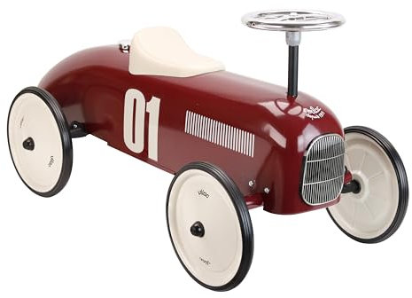 Vilac - Porteur enfant - Ma voiture de course vintage en métal - Développe la motricité de votre enfant - Véhicule couleur bordeaux - Véhicule pour enfants - A partir de 18 mois - 1102