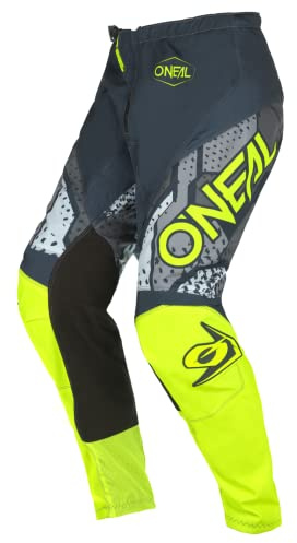O'NEAL | Motocross-Hose | Enduro MX | Maximale Bewegungsfreiheit, Leichtes, Atmungsaktives und langlebiges Design | Pants Element Camo V.22 | Erwachsene | Grau Neon-Gelb | Größe 34/50