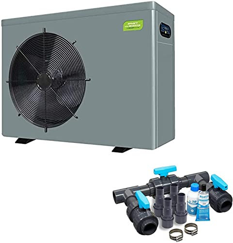 Smart ECO Inverter Wärmepumpe H+C 9,0 kW, grau powered Plus Bypass Set Basic by well2wellness®