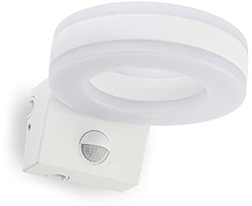HUBER LED Wandlampe mit Bewegungsmelder 140° 20W, 1800lm I IP65 geschützte LED Außenleuchte mit Bewegungssensor I Wandleuchte innen, weiß
