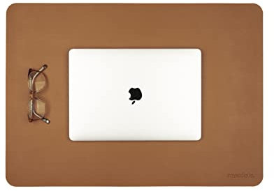 Anecdot Schreibtischunterlage aus Leder (vegan), Mauspad, Schreibtischunterlage, großes Mauspad und Laptop-Schreibtischunterlage und Tastatur-Pad für Ihr Büro oder zu Hause (Camel 23.6x17)
