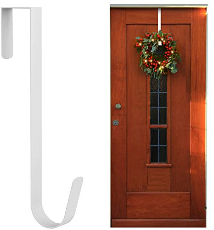 ANSIO Christmas Wreath Hanger, 12.5'' /31.7cm Over Door Metal Wreath Holder for Christmas Decor - Pack of 1 - White