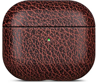Haobobro [Bicolour Series] Cover AirPods 3 - Custodia in pelle per Apple AirPods terza generazione - Realizzata a mano in vera pelle - Protezione Full Body : Case Antiurto - Marrone Nero
