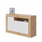 Habitdesign Buffet-Schrank mit 3 Türen für Wohnzimmer, Beistellschrank, Modell Baltik, Finish in Artikweiß und Nodi-Eiche, Maße: 144 cm (Breite) x 87 cm (Höhe) x 42 cm (Tiefe), groß (016628W)