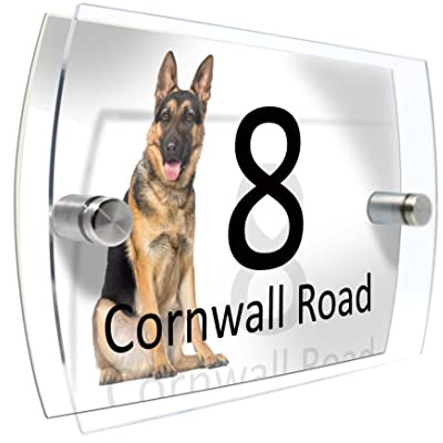 Personalised House Number Sign for Dog Lovers (German Shepherd)