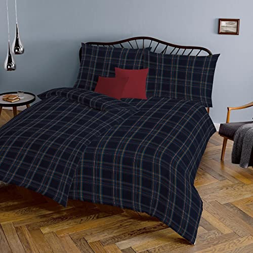 fleuresse gewebte Edelflanell Bettwäsche Lech Welwyn Indigo 1 Bettbezug 155 x 220 cm + 1 Kissenbezug 80 x 80 cm