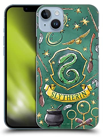 Head Case Designs Officially Licensed Harry Potter Slytherin Pattern Deathly Hallows XIII Hard Back Case Compatible With Apple iPhone 14 Plus
