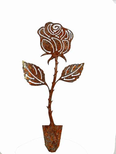 D&L Lasertec Edelrost Gartenstecker Rose, Beetstecker,Frühling