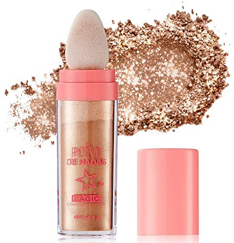 Ofanyia Highlighter Powder Stick, Polvo De Hadas Highlight Patting Powder, Body Brighten Glitter Shimmer Three-dimensional Sparkle Patting Powder for Face Eyes Lips Hair Body Glow Makeup